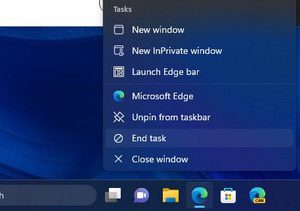 Microsoft test beëindigen proces via taakbalk in Windows 11