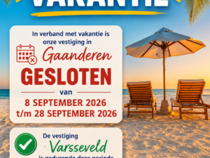 LET OP: Aangepaste openingstijden